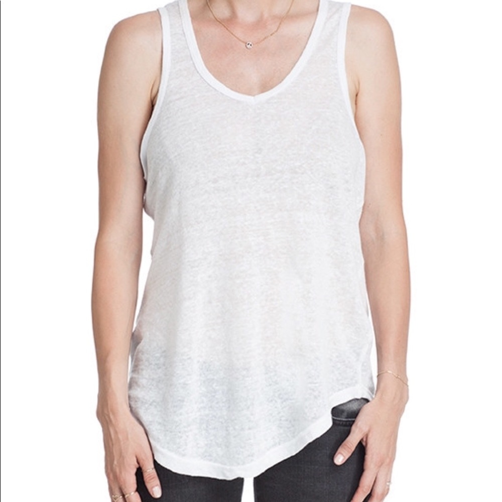 Annie Bing White Linen Tank